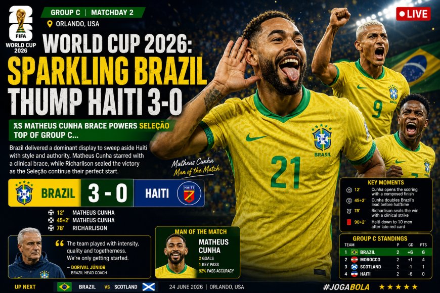 World Cup 2026: Sparkling Brazil Thump Haiti 3-0 as Matheus Cunha Brace Powers Seleção Top of Group C