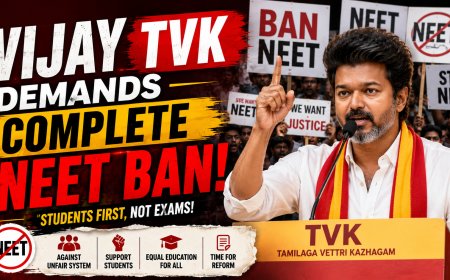 Vijay's TVK Demands Complete NEET Ban Amid Nationwide Student Protests