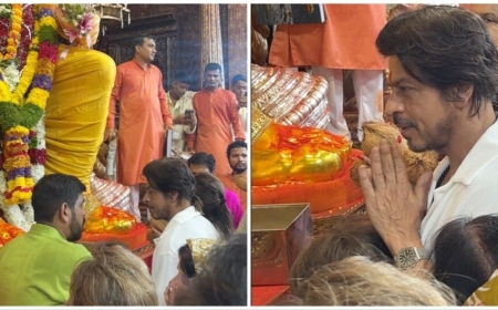 Shah Rukh Khan at Lalbaugcha Raja With Gauri & Suhana: Viral Video