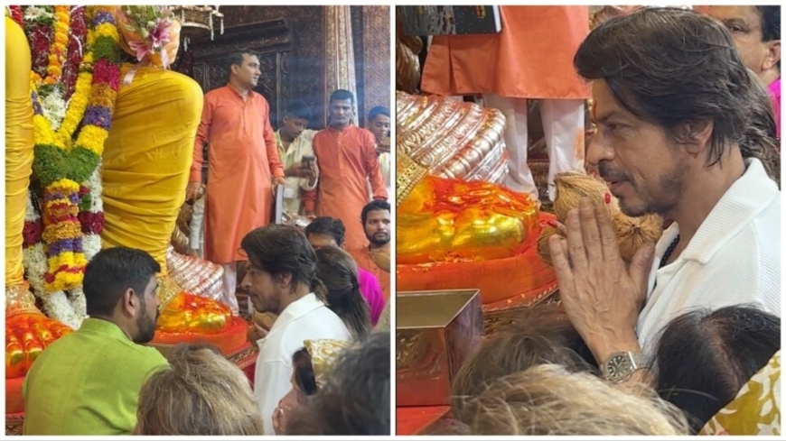 Shah Rukh Khan at Lalbaugcha Raja With Gauri & Suhana: Viral Video